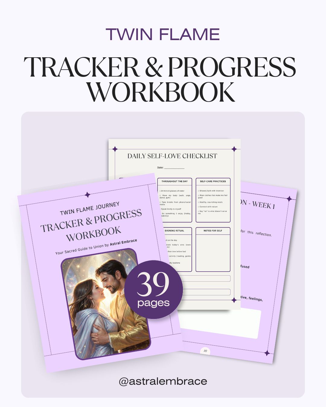 Twin Flame Journey Tracker & Progress Workbook - 39-Page PDF System
